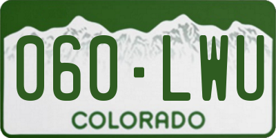 CO license plate 060LWU