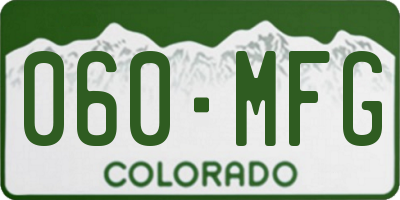 CO license plate 060MFG