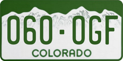 CO license plate 060OGF