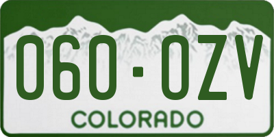 CO license plate 060OZV
