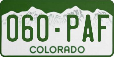 CO license plate 060PAF