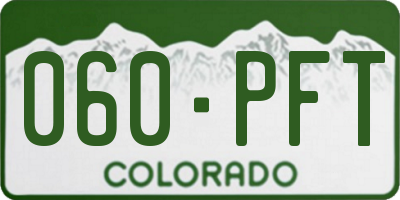 CO license plate 060PFT