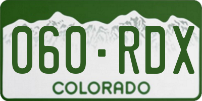 CO license plate 060RDX
