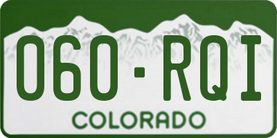 CO license plate 060RQI