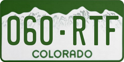CO license plate 060RTF