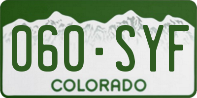 CO license plate 060SYF