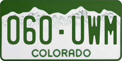 CO license plate 060UWM