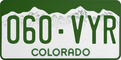 CO license plate 060VYR