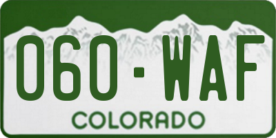 CO license plate 060WAF