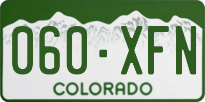 CO license plate 060XFN