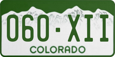CO license plate 060XII