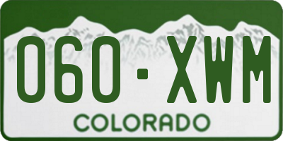 CO license plate 060XWM