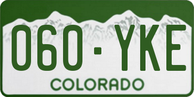 CO license plate 060YKE