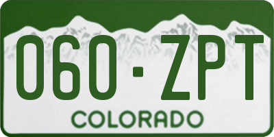 CO license plate 060ZPT