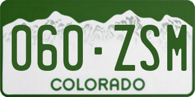 CO license plate 060ZSM