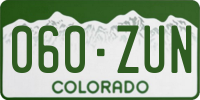 CO license plate 060ZUN