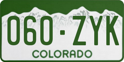 CO license plate 060ZYK