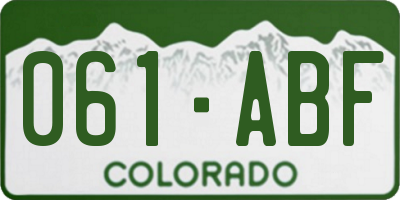 CO license plate 061ABF