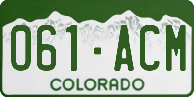 CO license plate 061ACM
