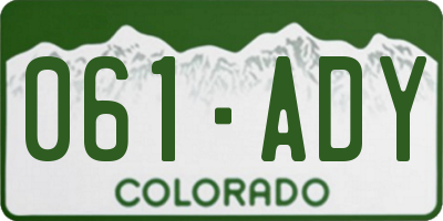 CO license plate 061ADY