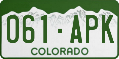 CO license plate 061APK