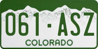 CO license plate 061ASZ