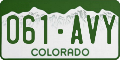 CO license plate 061AVY
