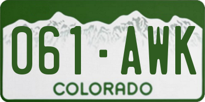 CO license plate 061AWK