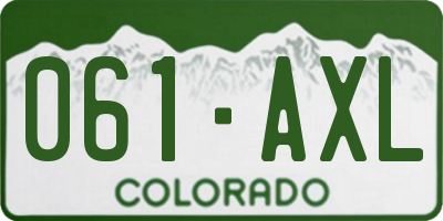 CO license plate 061AXL