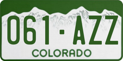 CO license plate 061AZZ