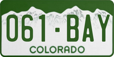 CO license plate 061BAY