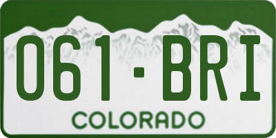CO license plate 061BRI