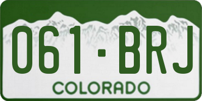 CO license plate 061BRJ
