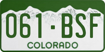CO license plate 061BSF