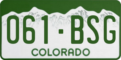CO license plate 061BSG