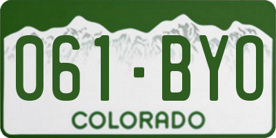 CO license plate 061BYO