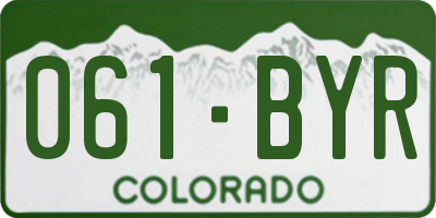 CO license plate 061BYR
