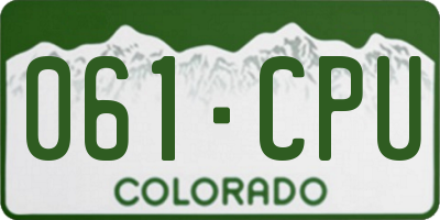 CO license plate 061CPU