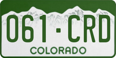 CO license plate 061CRD