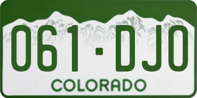 CO license plate 061DJO