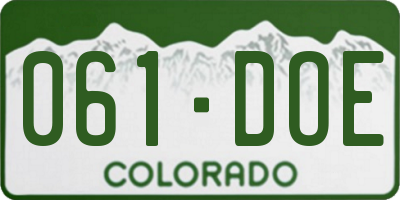 CO license plate 061DOE