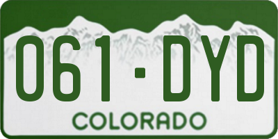 CO license plate 061DYD