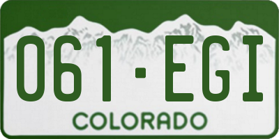 CO license plate 061EGI