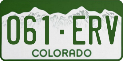 CO license plate 061ERV