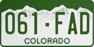 CO license plate 061FAD