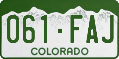 CO license plate 061FAJ