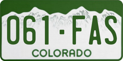 CO license plate 061FAS