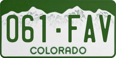 CO license plate 061FAV