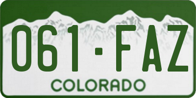 CO license plate 061FAZ