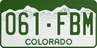 CO license plate 061FBM